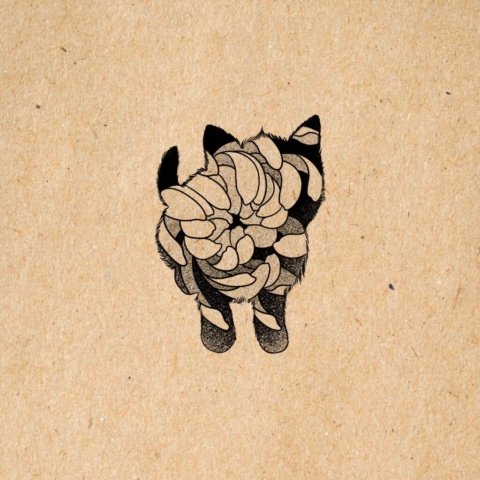 Flash tatouage proche Rouen chat avec fleur