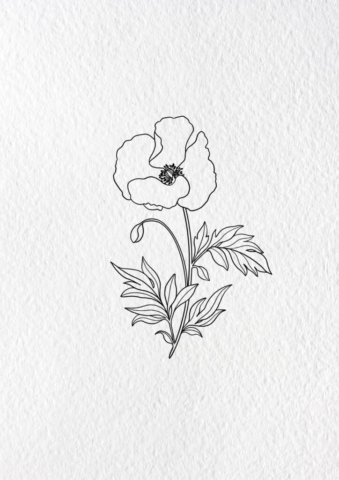 Flash tatouage floral coquelicot